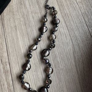 Adjustable Black and Silver Bead Necklace with “Disco-Ball” Beads